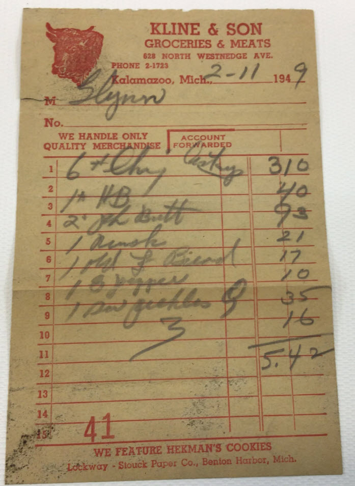 Historical handwritten receipt with an out-of-range date